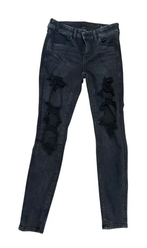 American Eagle Distressed Skinny Jeans Black Ripped High Waisted Womens Size 4 thumbnail 1