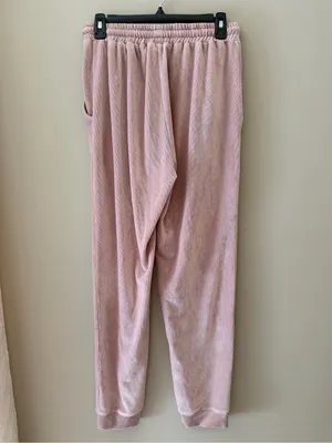 Le Lis Collection Blush Pink Ribbed Corduroy Velour Jogger Pants Women’s Size M thumbnail 4