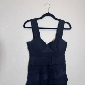 Alexander Wang Black Silk Bustier Silk Mini Dress Womens 4 Ruffled Tiered Goth thumbnail 3