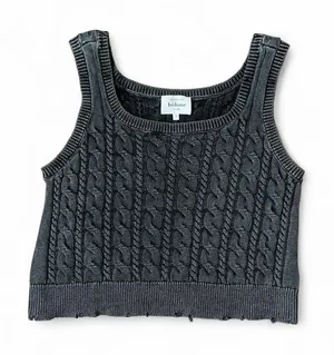 Böhme Gray Cable Knit Sweater Vest Sleeveless‎ Cotton Distressed MWT4099 S thumbnail 1