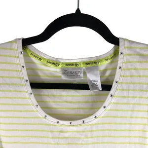 Chicos Zenergy Womens Striped Stud Accent Tank Top White Yellow XL/16 (Chicos 3) thumbnail 2