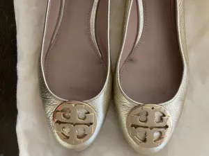 Tory Burch Claire Ballet Flats Spark Gold Metallic Leather Size 9 thumbnail 3