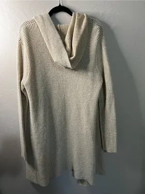 Carve Designs Alamosa Cream Wool Alpaca Blend Waffle Knit Hooded Long Cardigan thumbnail 8