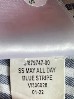 Old Navy Blue and White Striped Square-Neck Peplum Blouse thumbnail 7
