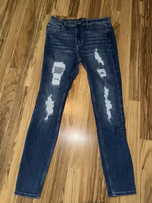 Hollister High-Rise Super Skinny Jeans Womens 9R W29 L28 Blue Stretch Distressed thumbnail 1