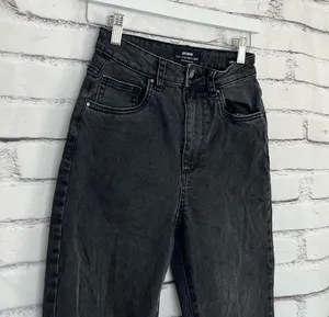 Y2K Cotton On High Rise Stretch Mom Jeans Black Distressed Preppy Size 4 Grunge thumbnail 3