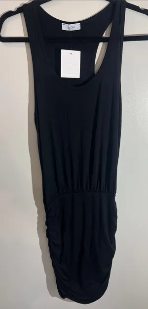 LaClef Black Sleeveless Ruched Bodycon Dress thumbnail 1