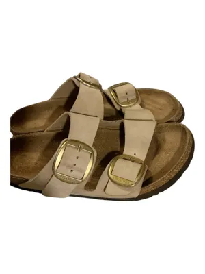 Birkenstock Arizona Big Buckle Nubuck Leather Sandals - Almond/Gold thumbnail 3
