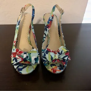 Kelly & Katie Floral Heels Open Toe with Bow Size 6 thumbnail 3