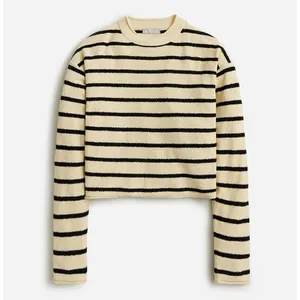 J.Crew Cropped Boucle Rollneck Sweater Striped Cotton Blend Nautical XXL NWT thumbnail 3