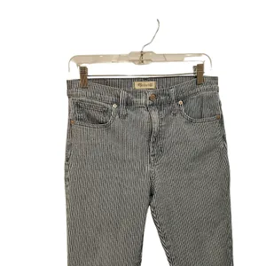 Madewell Blue White Denim Stretch Piper Striped 9" Mid-Rise Skinny Jeans Size 28 thumbnail 6