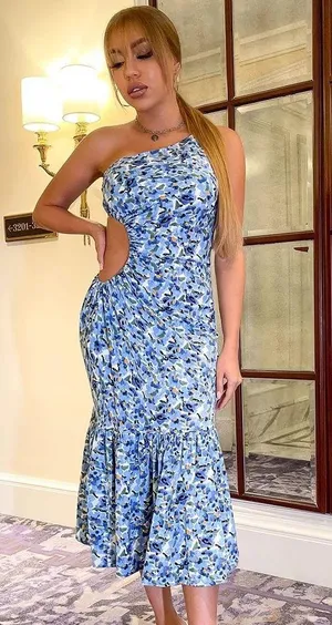 Blue Cut Out Maxi Long Floral Sexy One Should’ve Small Dress thumbnail 3