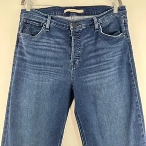 Hudson Rosie Wide Leg High Rise Jeans Dark Wash Wm Size 33 Button Fly Raw‎ Hem thumbnail 2