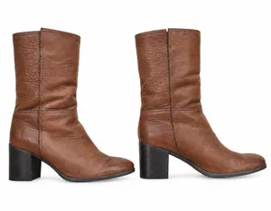 Frye Nora Mid Leather Pull On Boots Cognac Brown Block Heel Women's Size 10 B thumbnail 1