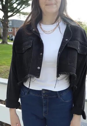 Windsor Raw edge black denim jacket thumbnail 2