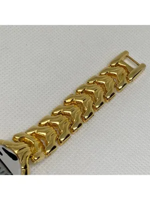 Vintage digital LCD women’s watch gold tone 26mm quartz links bracelet running thumbnail 3