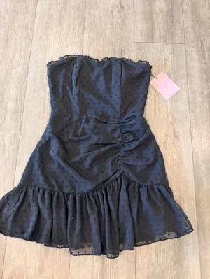 Hello Molly Black Strapless Ruffled Mini Dress thumbnail 6