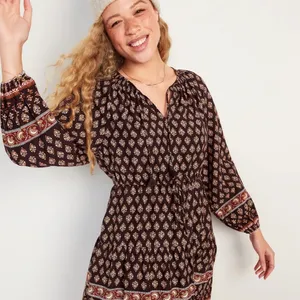 Old‎ navy new Long-Sleeve Waist-Defined Tiered Poet Midi Dress for Women Tall thumbnail 3