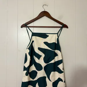 NWT Abercrombie & Fitch Linen Blend Abstract Mini Dress Green White S thumbnail 5