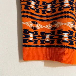 Denver Broncos NFL Aztec Print Orange Sweater Vest Medium Football Fall Preppy thumbnail 4