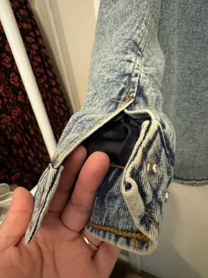 Excuse Denim Jacket Size Small Blue thumbnail 6