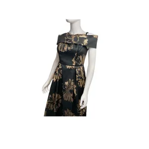 Nicole Miller formal gown with gold‎ flowers and velvet detail - size 2 thumbnail 4