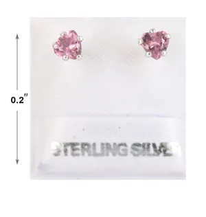 925 Sterling Silver Pink Heart Earring Studs thumbnail 2