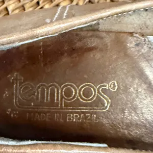 Tempos Vintage Tan Leather Woven Kiltie Fringe Kitten Heel Pumps Brazil 8B thumbnail 8