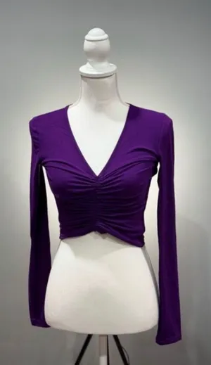 Uk2la CLEARANCE! Purple Boutique Cinch Front Crop Top Size M NWT 2 thumbnail 1