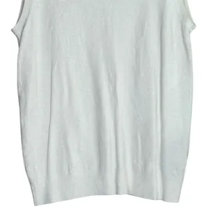 Zara Ribbed Hem Soft Knit Sleeveless Crew Neck Stretch Tank Top Small White thumbnail 4