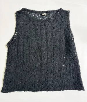 Only Hearts Helena Stuart Sequin Knit Sleeveless Top Black Small thumbnail 1