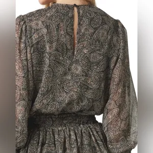Misa Los Angeles Camilla Paisley shimmer mini dress with ruffled skirt thumbnail 5