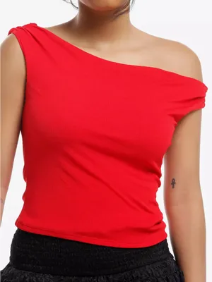 Women’s One-Shoulder Red Top thumbnail 1