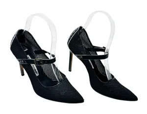 Manolo Blahnik Black Mesh Mary Jane Pumps Size 37 thumbnail 1