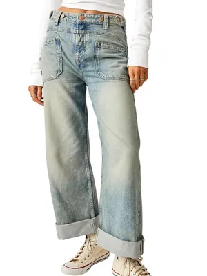 Free People We the Free Palmer Cuffed Baggy Jeans NWT thumbnail 2