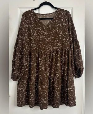 Timeless Brown Polka Dot Dress, Size Medium thumbnail 2