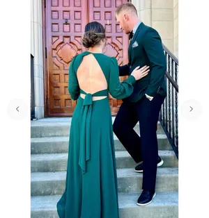 New Lulus Divine Hunter Green Backless Maxi Dress Size Large MSRP $89 thumbnail 8