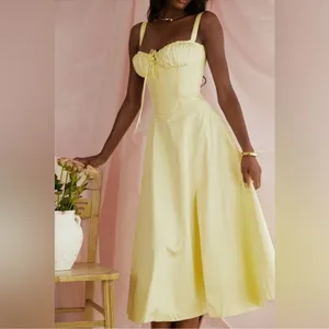 NWOT HOUSE OF CB 'Carmen' Buttercup Bustier Corset Yellow Sundress Sz XS thumbnail 5