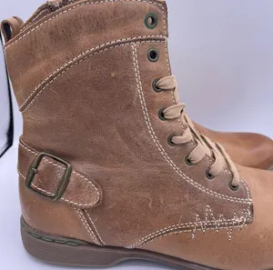 Steve Madden leather fur fleece lined tan lace up boots Size 9 thumbnail 5