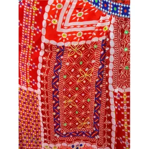Tanvi Kedia Anthropologie Patchwork Beaded Maxi Dress Orange Red Size M AS IS thumbnail 5