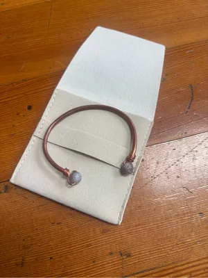 Anthropologie New Copper Cuff Bracelet with lavender beads thumbnail 2