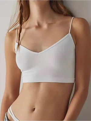 Free People Intimately Sweetheart Seamless Brami Top in White thumbnail 1