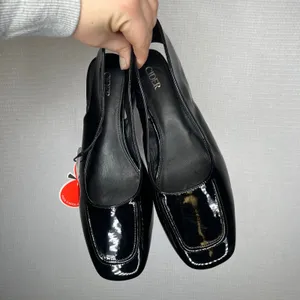 CIDER‎ Black Patent Leather Square Toe Slingback Block Heel Shoes Size 41 thumbnail 2