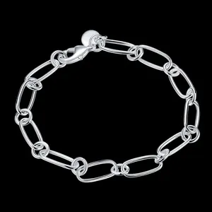 Unisex .925 Sterling Silver circle chain & link 8” bracelet thumbnail 2