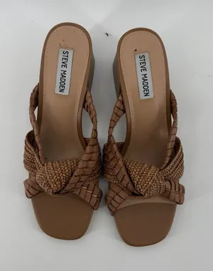 Steve Madden Braided Tan Slide Heels size 8M thumbnail 1