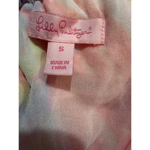 Lilly Pulitzer One Shoulder Ruffle‎ Dress Pink Neon Tropical Shift Small Coastal thumbnail 7