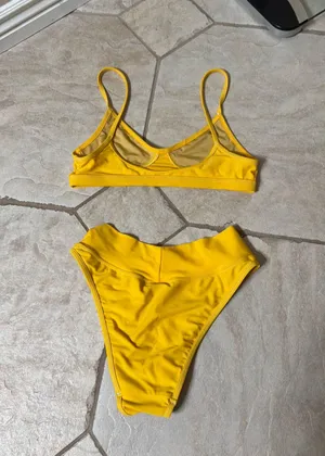 Large yellow GNASH swim swimsuit, full coverage bottoms thumbnail 2