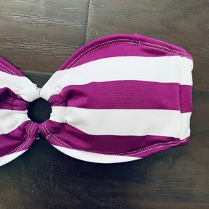 Target Xhilaration Bandeau Bikini Top - White & Purple Stripes | Size: S thumbnail 3