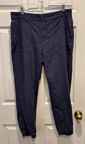 GAP Womens Blue Cotton Lyocell Utility Jogger Pants Size‎ L High Rise Minimalist thumbnail 1
