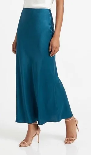 A New Day A-Line‎ Skirt Womens S Midnight Blue Stretch Midi Length Elastic Waist thumbnail 1